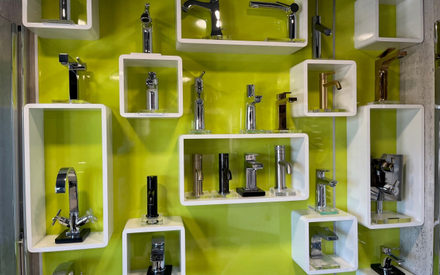 Explore our stunning tap display at WC1 Bathrooms, showcasing a variety of stylish options.
