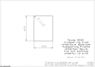 Texas 30x40 Undermount Cut Out